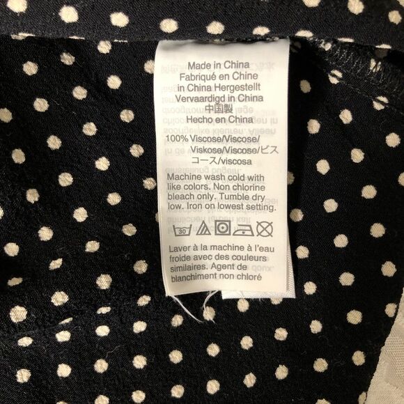 J Crew Women’s Blouse Short Sleeve Half Botton Black/White Polka Dots Size Large - Picture 9 of 9